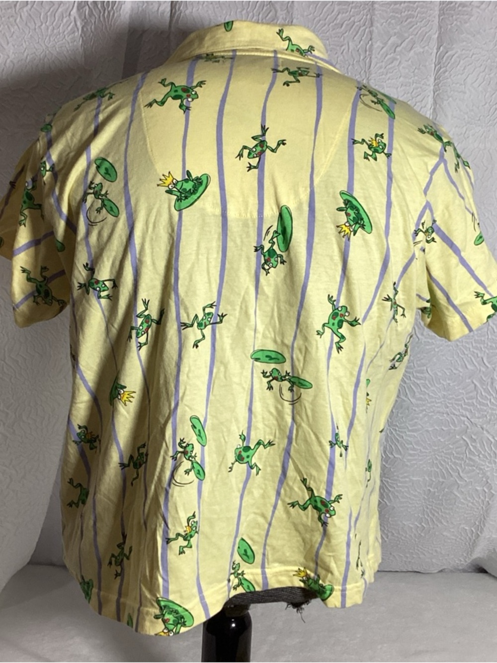 Xhilaration Womans XL Cotton Yellow Stripe Frogs Pajama Short Set - Picture 4 of 9